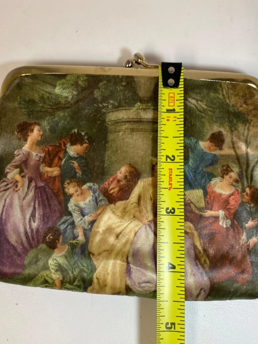 Vintage Satin Makeup Cosmetic Clutch Case Purse & Mirror Victorian Made In Italy